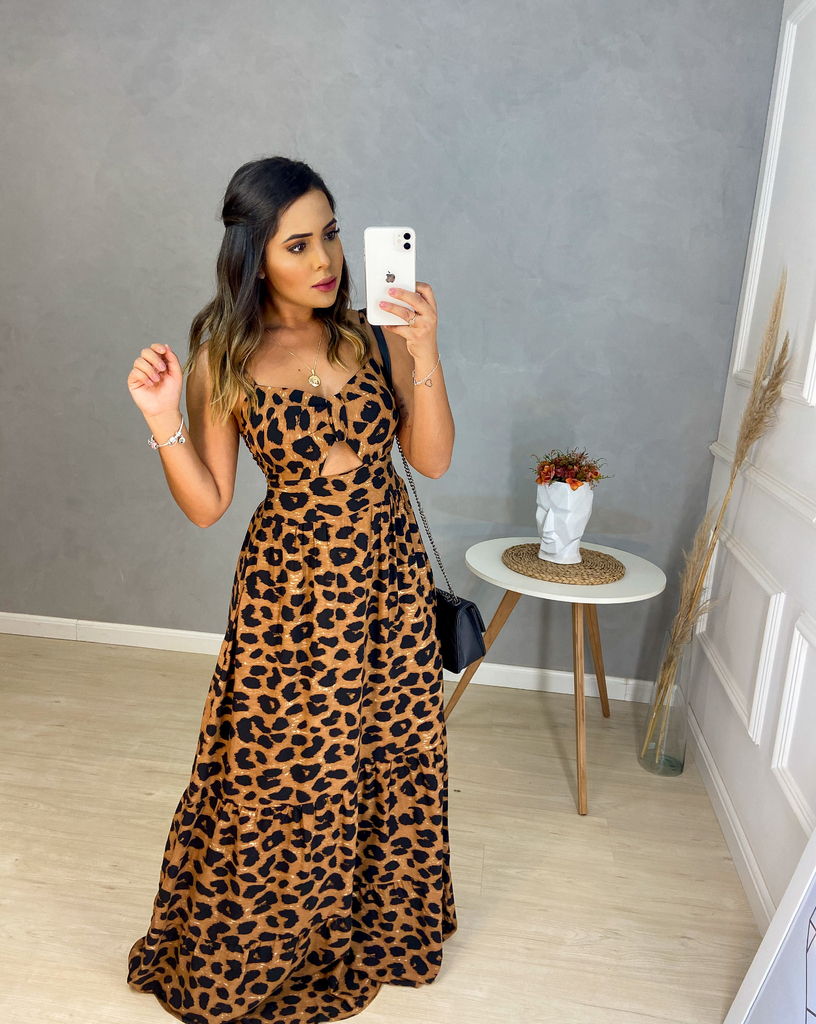 Vestido Longo em Camadas Animal Print - Amor de Peça