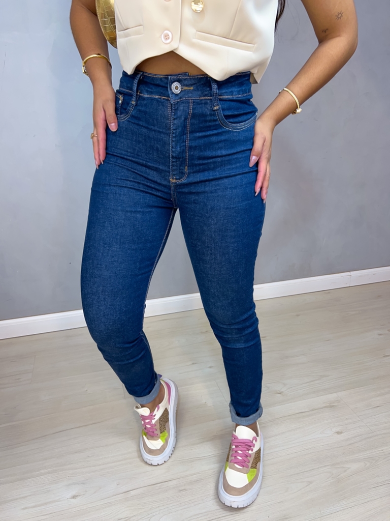 Calça jeans super cós alto extreme power - lavagem escura