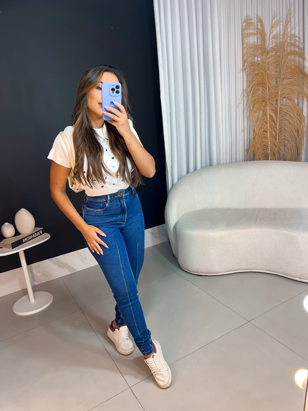 Calça jeans cos alto de amarrar 2025