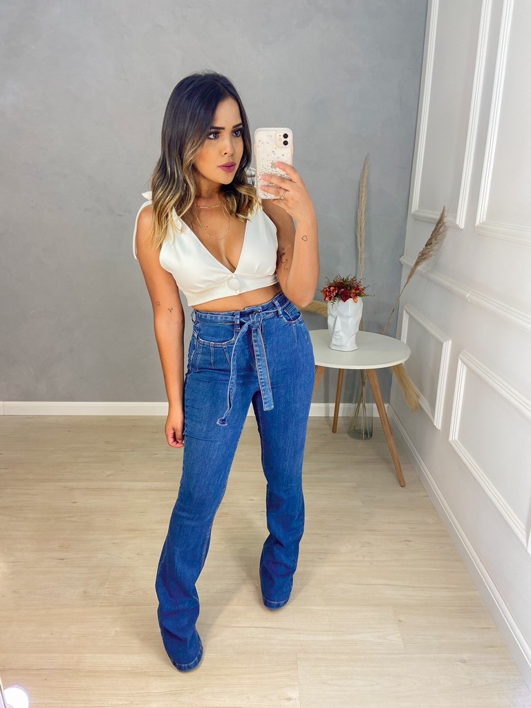 Calça Jeans Flare Azul Bic - Amor de Peça