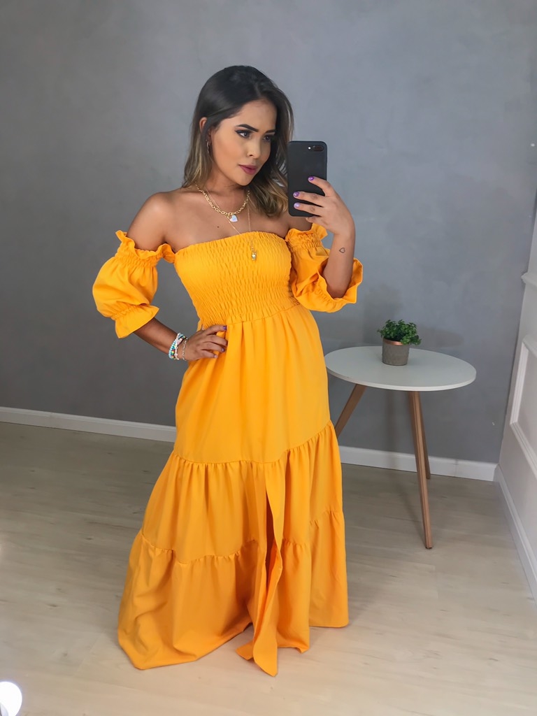 Vestido Longo Ciganinha Amarelo - Amor de Peça