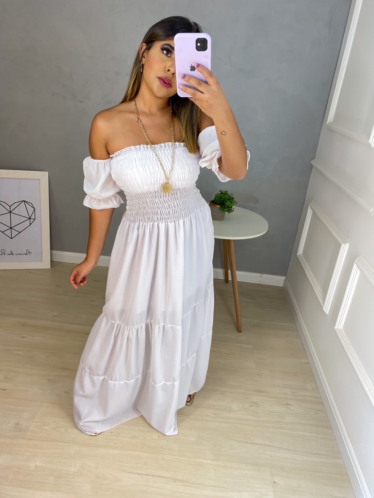 Vestido Longo Ciganinha Branco - Amor de Peça