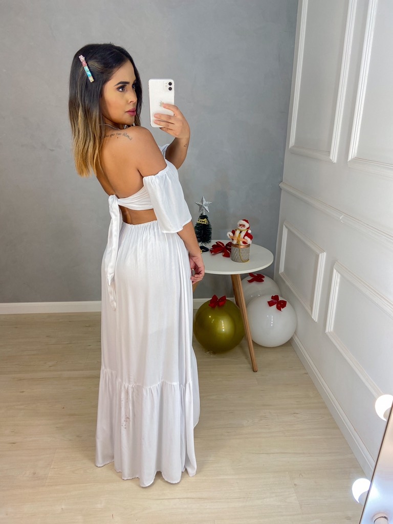 Vestido Longo Tomara que Caia Branco - Amor de Peça