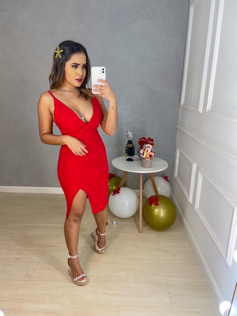 Vestido Midi com Fenda Vermelho - Amor de Peça