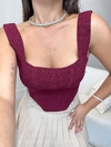 Cropped tricot efeito corset out inv - bordô