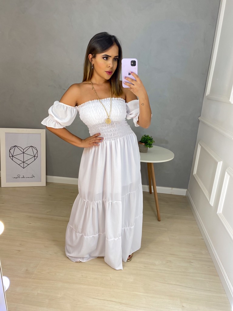 Vestido Longo Ciganinha Branco - Amor de Peça