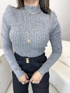 Suéter no tricot modal trançado - cinza