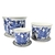 Vaso Azul E Branco 10/15/20cm Floral Porcelana Kit 3pc