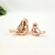 Enfeite Pássaro Rose Gold 10/6cm Decoração Cerâmica Kit 2pc - Inigual Decor