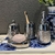 Kit Banheiro Azul E Prata Com Bandeja E Vaso 7pc Inigual na internet