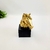 Escultura Cavalo Dourado E Preto 16x13x8cm Enfeite Resina