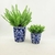 Vaso Azul E Branco 15/10cm Flores E Borboletas Porcelana 2pc - Inigual Decor