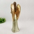 Imagem do Anjo Castiçal Bronze Dourado Estátua Decorativa 36x13x10cm