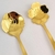 Colher Para Chá Dourada Preta Flowers 11cm Inox Cerâmica 4pc na internet