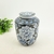 Pote Potiche Azul E Cinza Floral 17x10cm Porcelana - comprar online