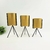 Vaso Dourado Com Suporte 11/12/13cm Metal Kit 3pc Decorativo - Inigual Decor