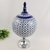 Pote Potiche Azul E Branco Decorativo 48x25cm Ball - loja online