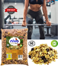 Granola com Mel Nivo Nuts Qualidade Exportação de Cereais com Passas e Mel 500g