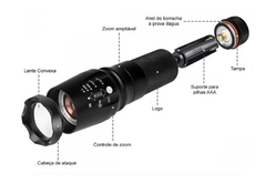 Lanterna Tática Militar X900MN Feixe de Foco Ajustável/Zoom de 1-2000x na internet