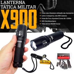 Lanterna Tática Militar X900MN Feixe de Foco Ajustável/Zoom de 1-2000x - Moto Nelson