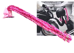Tranças para Capacete Super Luxo Cor Rosa com Pingentes Cromados e Fixador de Dupla Segurança - Moto Nelson
