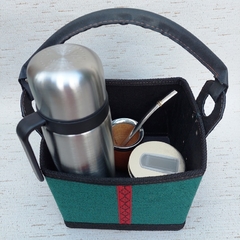 SM73 / Set Canasta de ecocuero con termo de Acero y mate de madera - comprar online