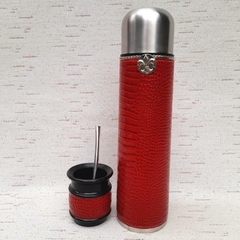 SM80 / Set de Mate Rojo Termo y Mate forrados Croco