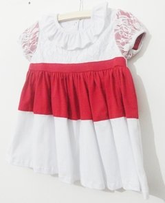 Vestido Bebe Malha Vermelho Branco - comprar online