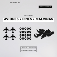 Pack X4 Aviones + 20 Pines (Negro) + Islas Malvinas