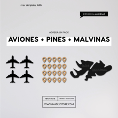 Pack X4 Aviones + 20 Pines (Natural) + Islas Malvinas