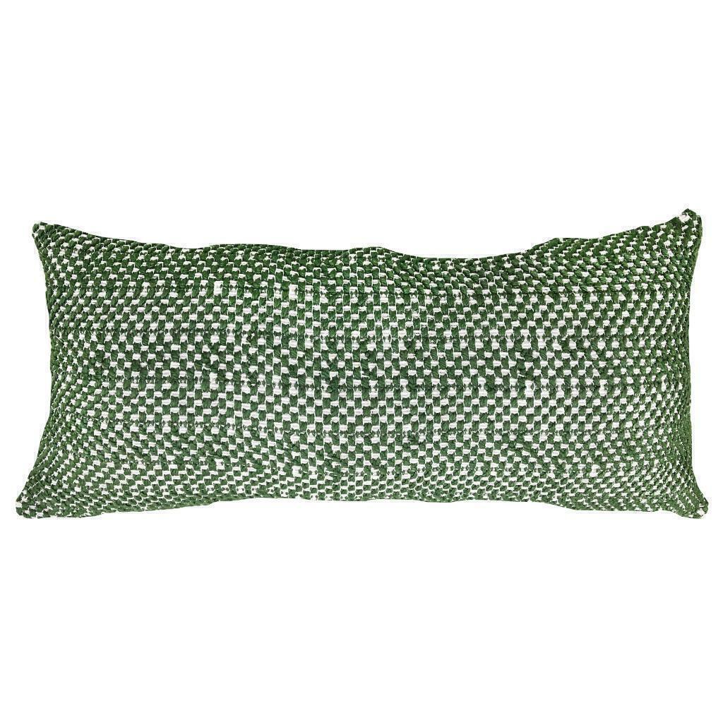 Almofada Retangular Linho Croche Tramado Pipoquinha 25X52cm Verde Oliva