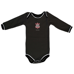 Body Corinthians Preto Manga Longa Torcida Baby Original