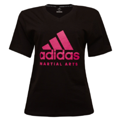 Camiseta Feminina Martial Arts Adidas Preta e Rosa Original