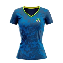 Camisa Feminina Brasil Azul Licenciada Braziline Caiçara