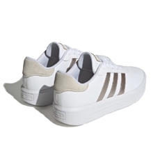 Tênis Feminino Adidas Court Platform Branco e Prata Original - Footlet