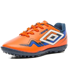 Chuteira Infantil Society Umbro Prisma+ Laranja e Azul