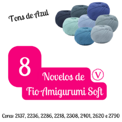 Kit 8 Novelos de Fio Amigurumi Soft - Tons de Azul