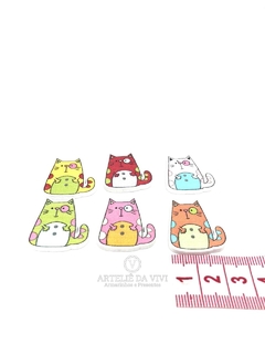 Botão Gato Colorido - Pacote com 5 Unidades - comprar online
