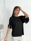 Remera modal viscosa cuello bote con volado irregular en la manga Alena - comprar online