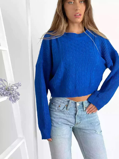 Sweater dos trenzas y rombos en frente Aubrey - comprar online