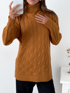 Sweater polera largo trenzado Barcelona - comprar online