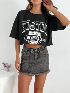 Remera algodon manga oversize ancha al corte Boston los angeles bosang - comprar online