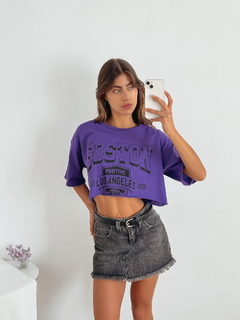 Remera algodon manga oversize ancha al corte Boston los angeles bosang - comprar online