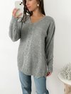 Sweater largo trenzado escote V Briony en internet