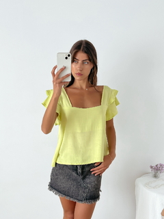 Blusa lino spandex doble volado Carioca