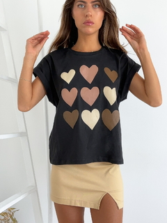 Remera algodon amplia manga rebatible estampada NineHearts