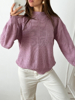 Sweater manga globo con punto tipo cuadrille Dalton - tienda online