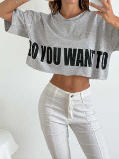 Imagen de Remera algodón manga oversize ancha al corte DO YOU WANT TO