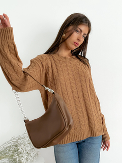 Sweater escote redondo con trenzas Donegal en internet