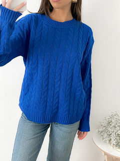 Sweater escote redondo con trenzas Donegal - tienda online